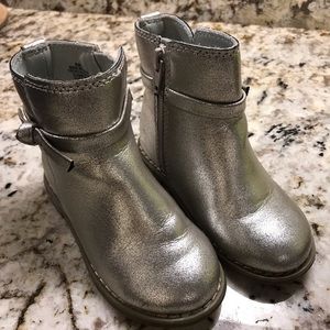 Metallic Silver Ankle Boots